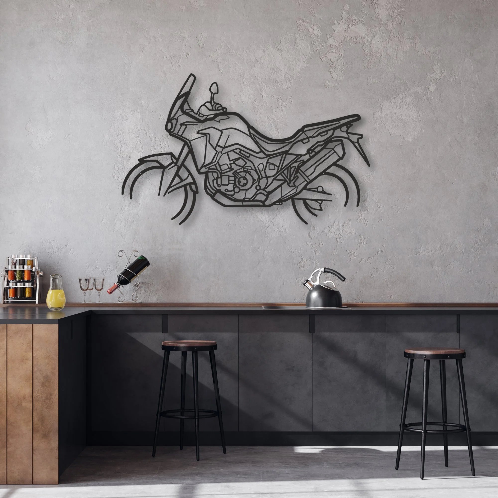 2018 Honda Africa Twin Adventure Sports Classic Motorcycle Silhouette Metal Wall Art - Moto Garage Decor