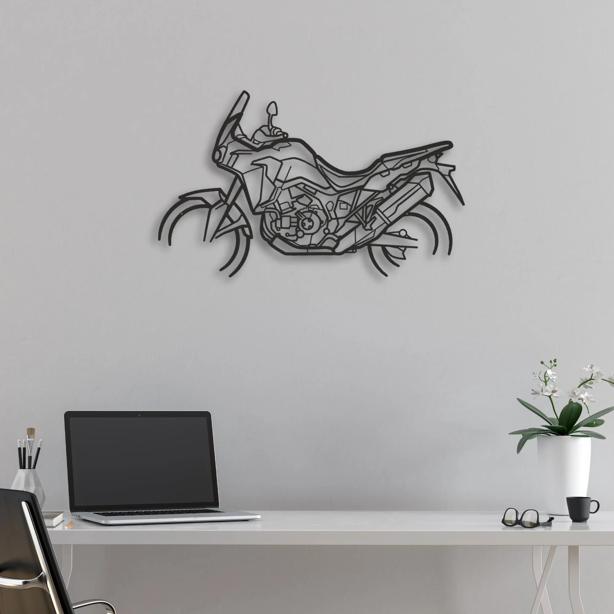 2018 Honda Africa Twin Adventure Sports Classic Motorcycle Silhouette Metal Wall Art - Moto Garage Decor