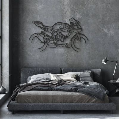 2018 Yamaha YZF-R1 Classic Motorcycle Silhouette Metal Wall Art - Moto Garage Decor