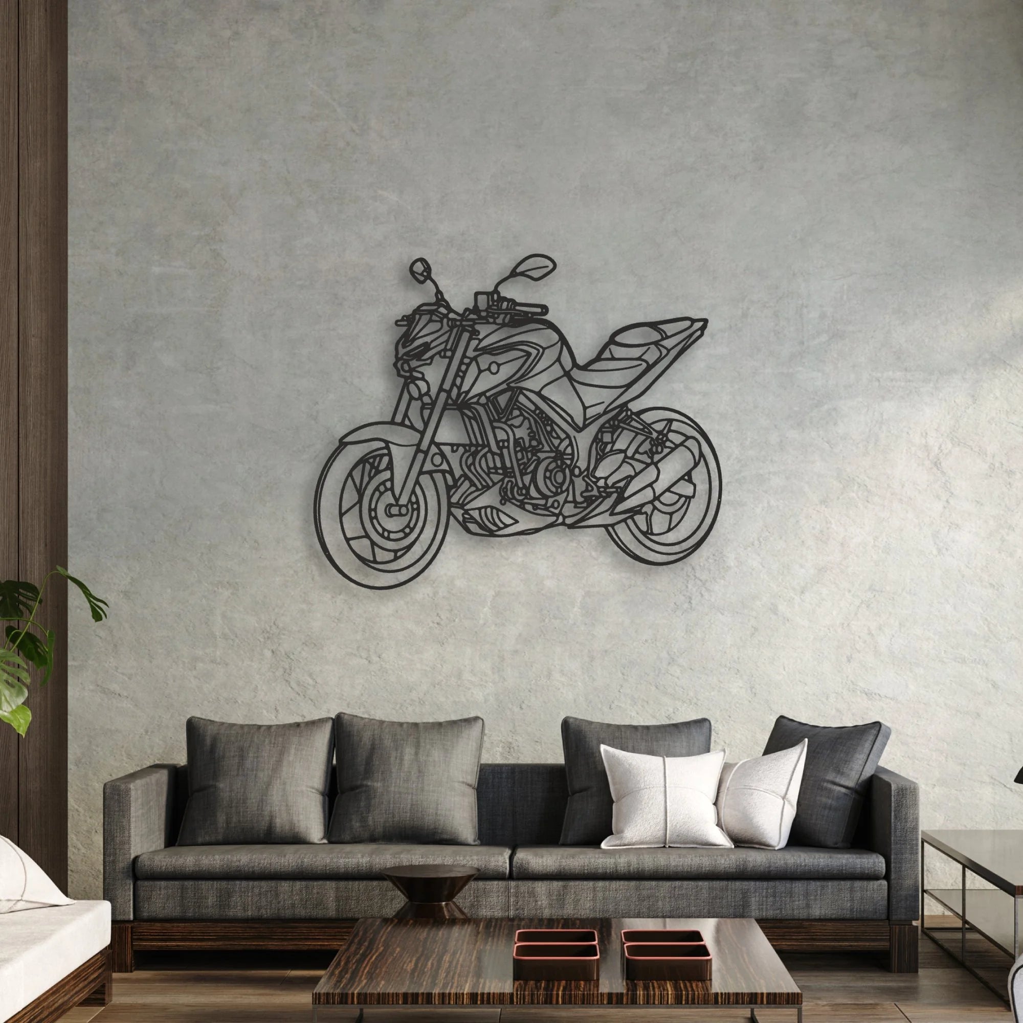 2020 Yamaha MT Classic Motorcycle Silhouette Metal Wall Art - Moto Garage Decor