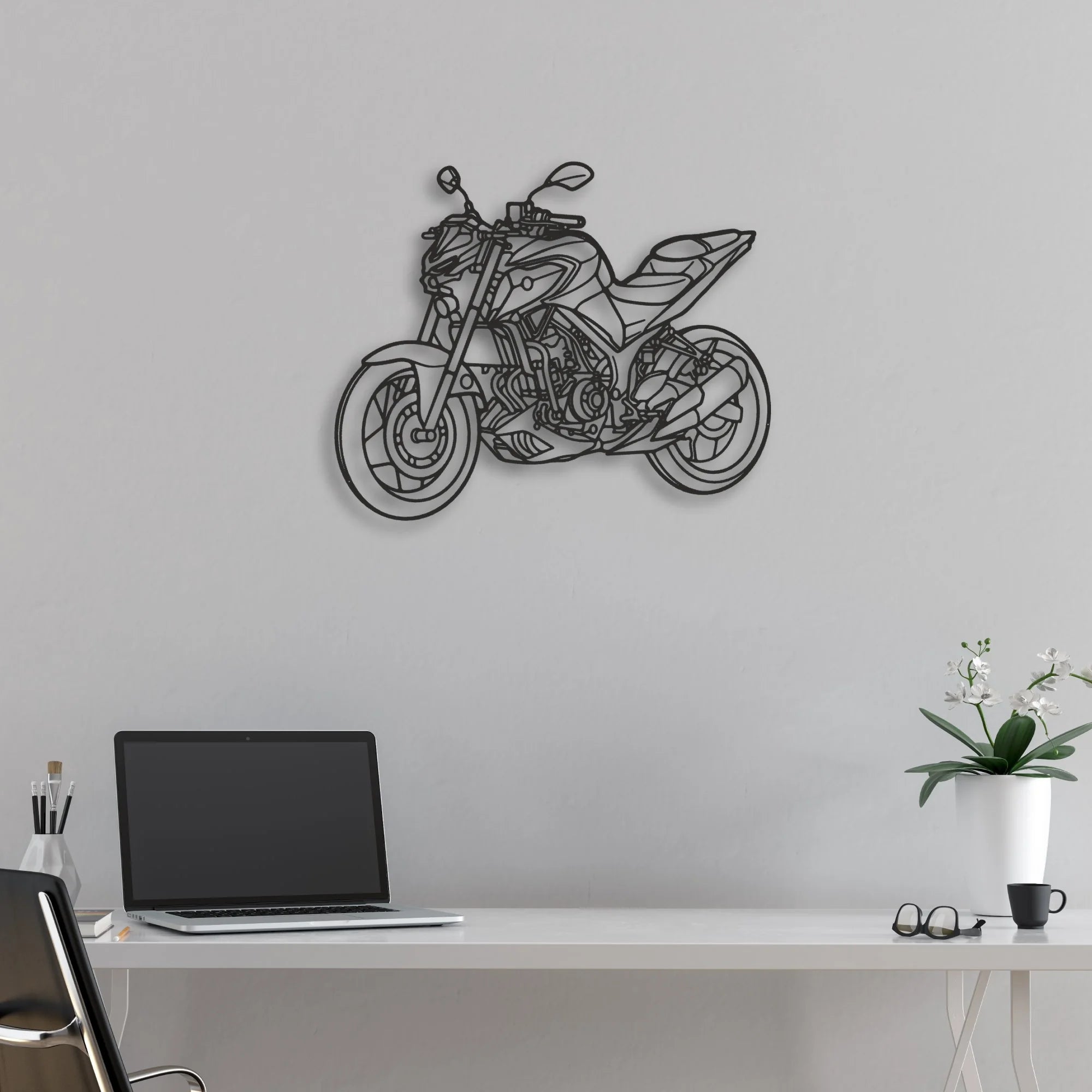 2020 Yamaha MT Classic Motorcycle Silhouette Metal Wall Art - Moto Garage Decor