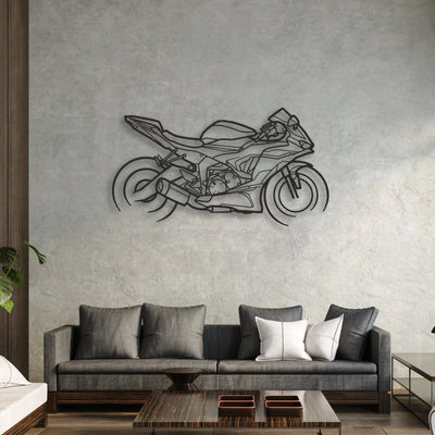 2021 Kawasaki Ninja ZX-6R Classic Motorcycle Silhouette Metal Wall Art - Moto Garage Decor