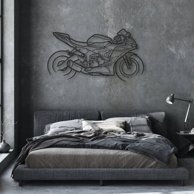2021 Kawasaki Ninja ZX-6R Classic Motorcycle Silhouette Metal Wall Art - Moto Garage Decor