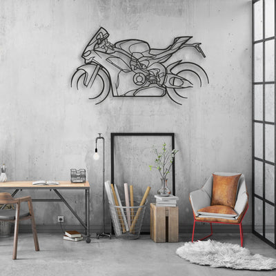 2024 Ducati Panigale V2 Classic Motorcycle Silhouette Metal Wall Art - Moto Garage Decor