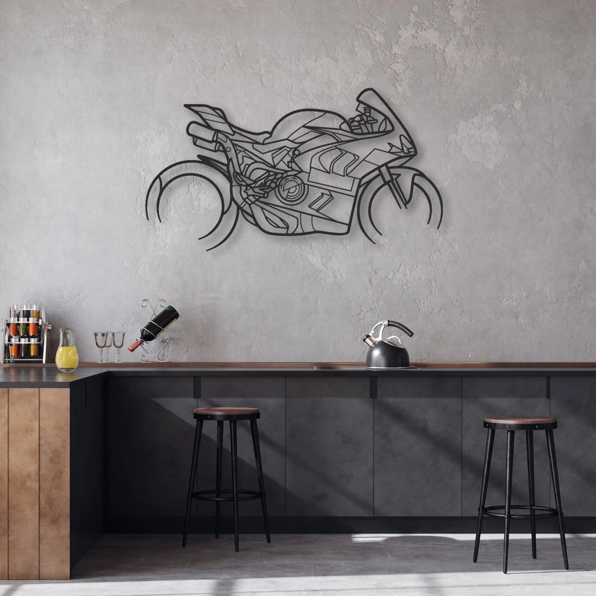 2024 Ducati Panigale V4 Bagnaia Classic Motorcycle Silhouette Metal Wall Art - Moto Garage Decor