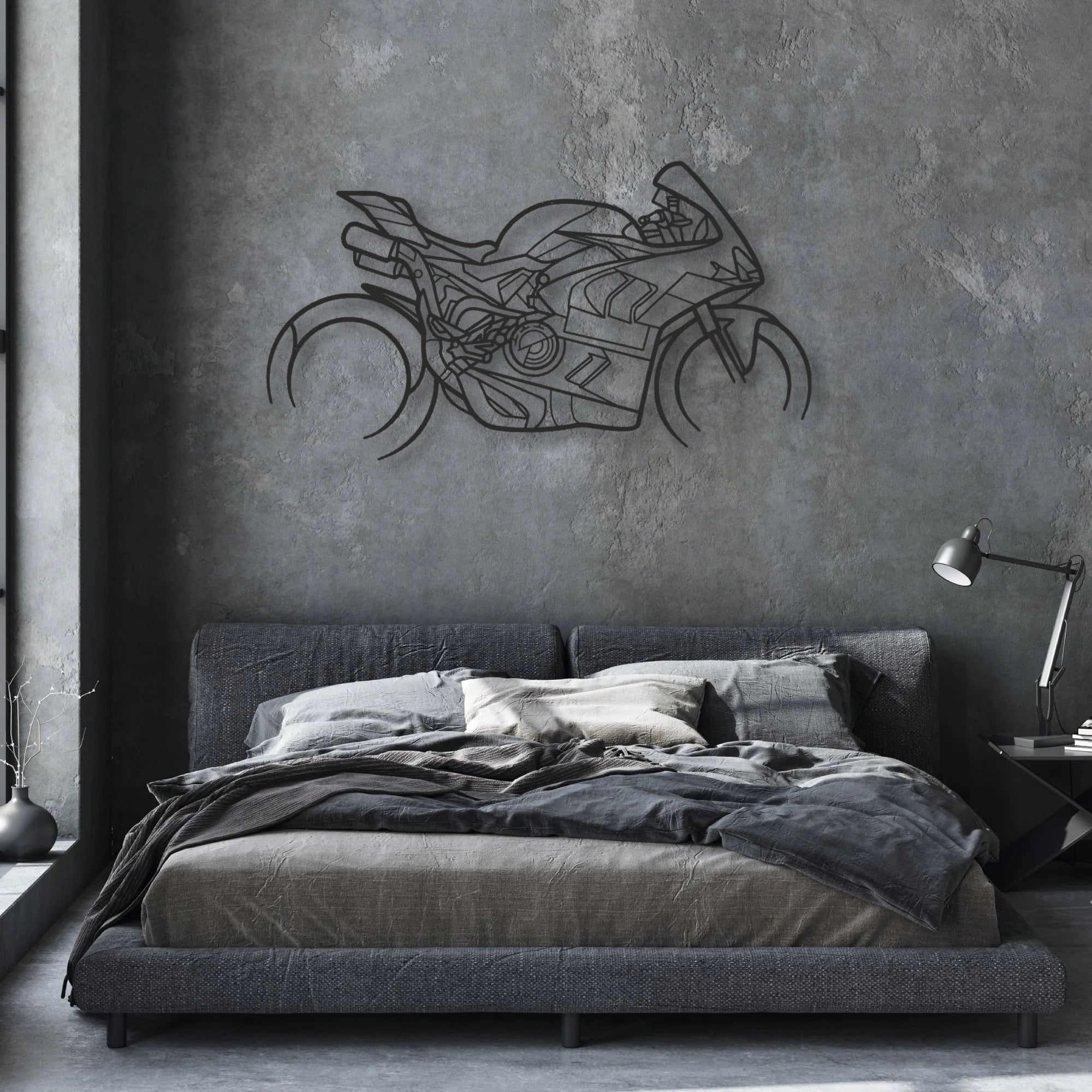 2024 Ducati Panigale V4 Bagnaia Classic Motorcycle Silhouette Metal Wall Art - Moto Garage Decor