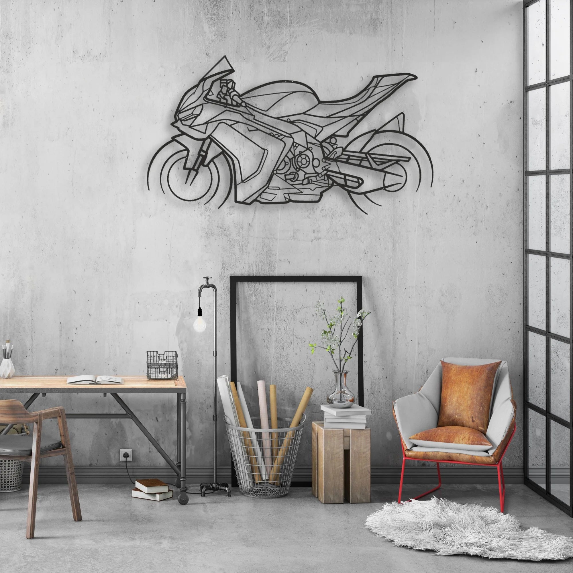 2025 Aprilia RSV4 Classic Motorcycle Silhouette Metal Wall Art - Moto Garage Decor
