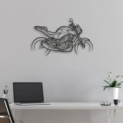 2025 Yamaha MT Classic Motorcycle Silhouette Metal Wall Art - Moto Garage Decor