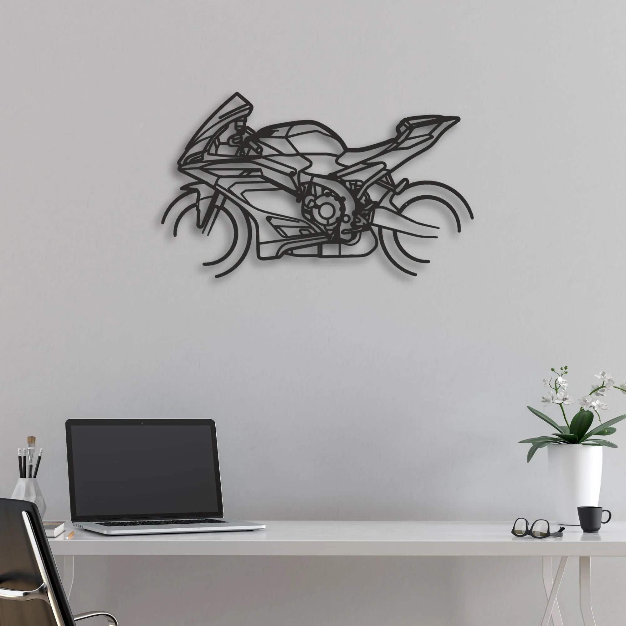 2025 Yamaha YZF-R9 Classic Motorcycle Silhouette Metal Wall Art - Moto Garage Decor