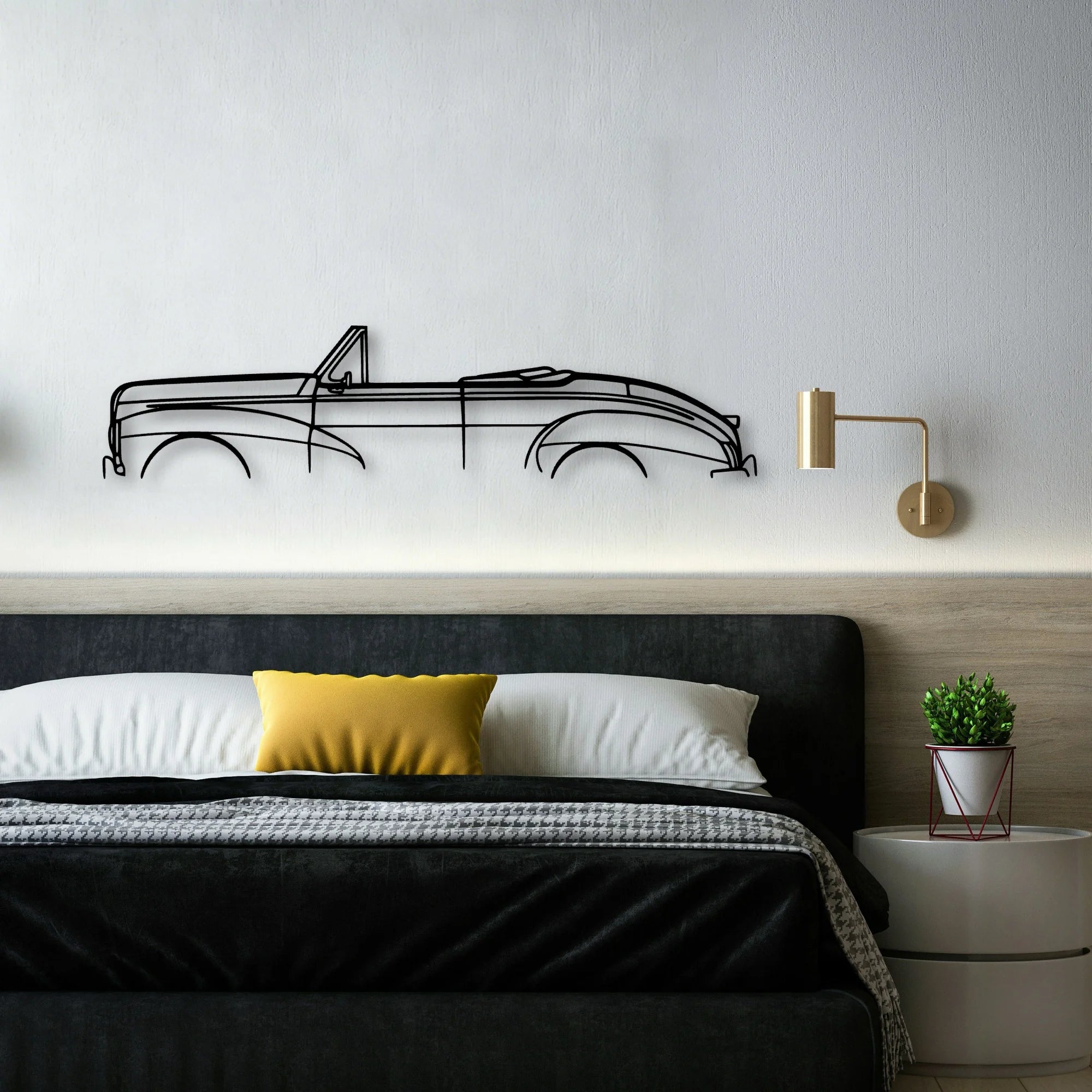 203 Convertible 1952 Classic Silhouette Metal Wall Art - Automotive Garage Decor