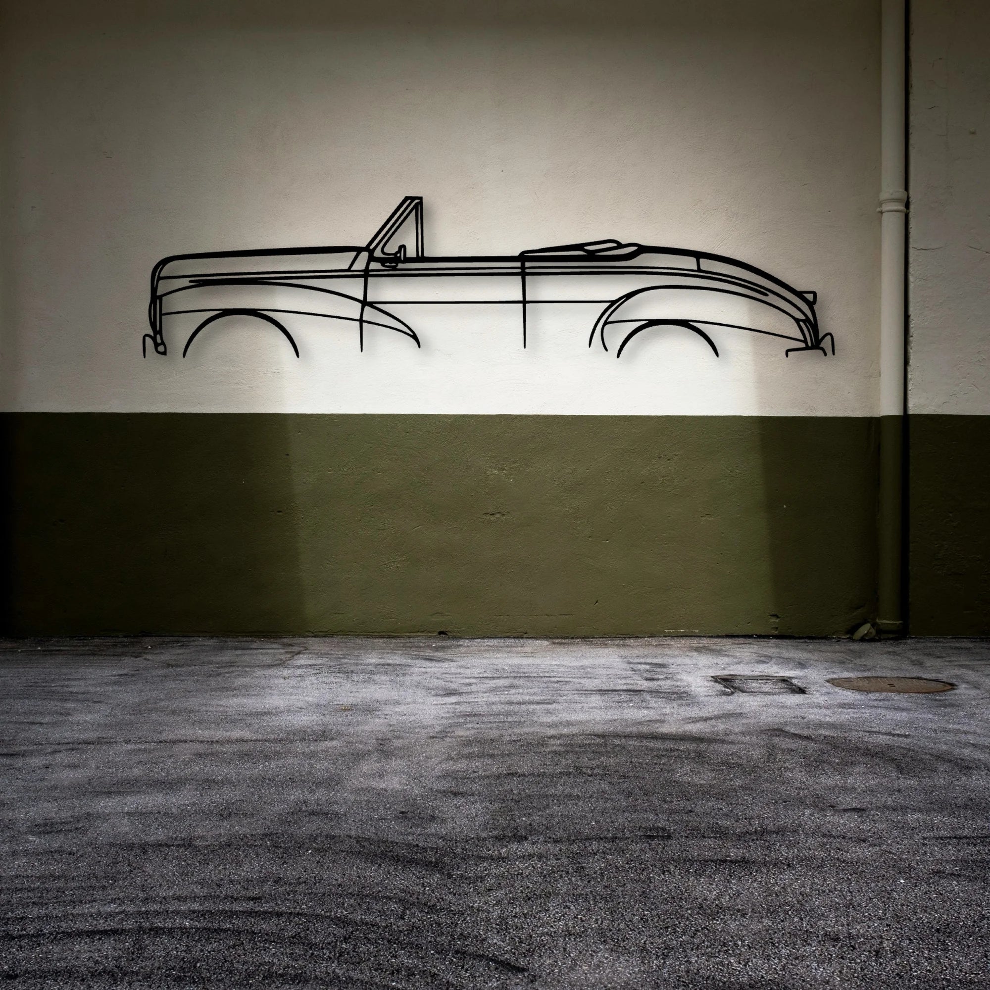 203 Convertible 1952 Classic Silhouette Metal Wall Art - Automotive Garage Decor