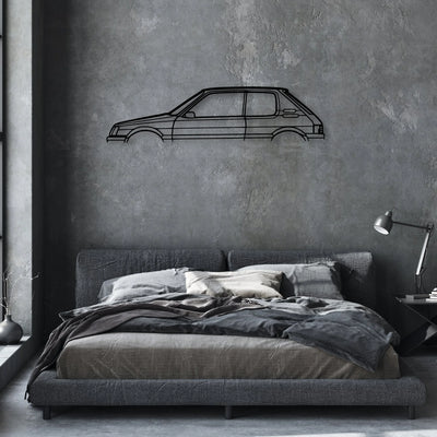 205 GTI 2 Classic Silhouette Metal Wall Art - Automotive Garage Decor