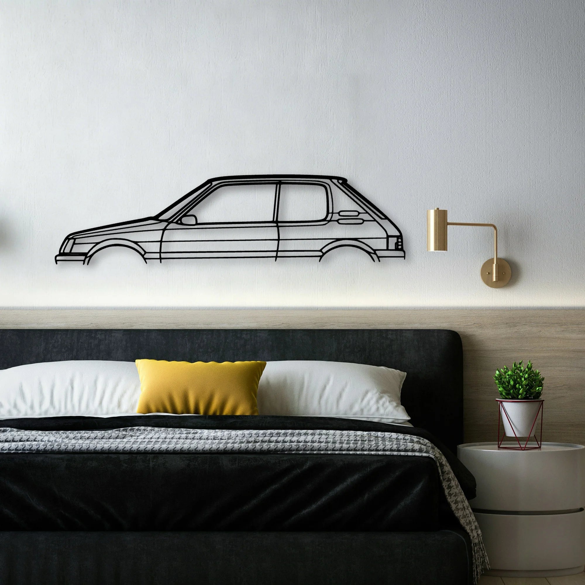 205 GTI 2 Classic Silhouette Metal Wall Art - Automotive Garage Decor