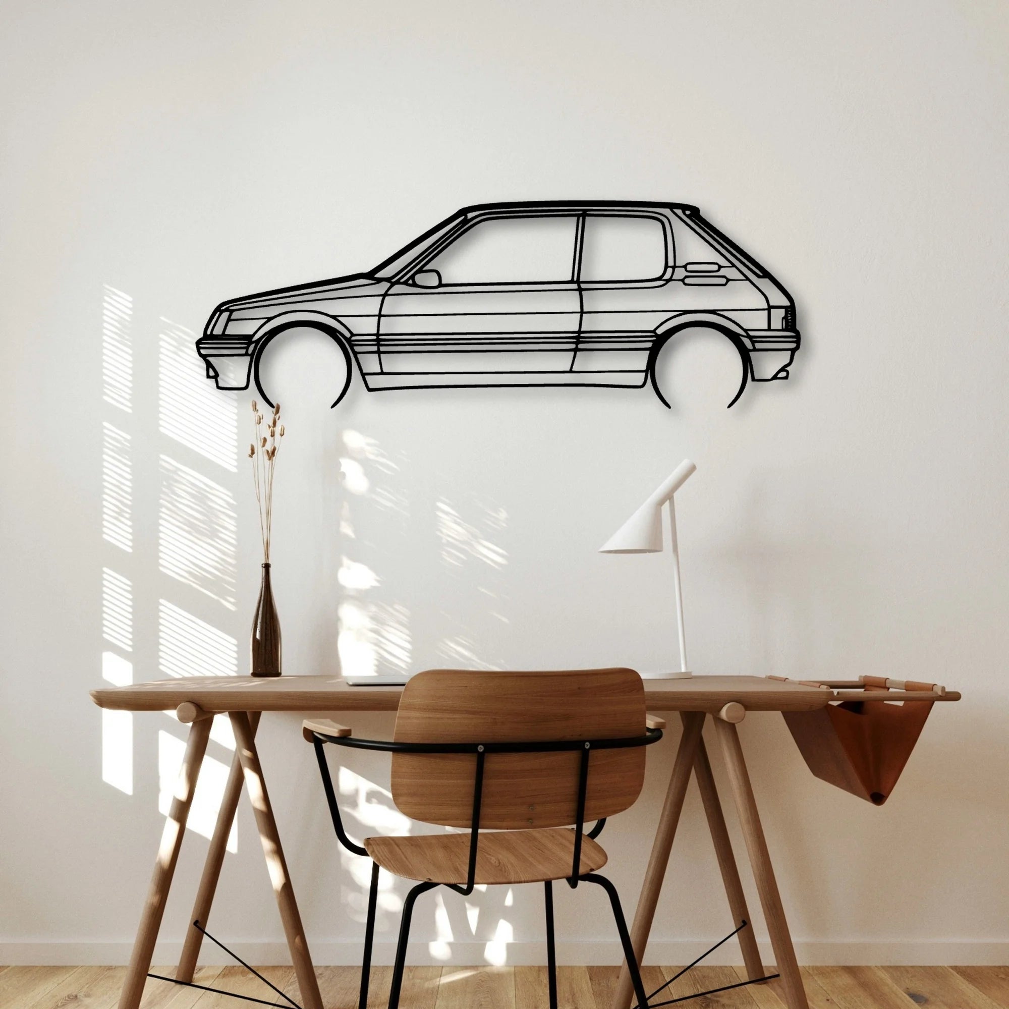 205 GTI 3 Classic Silhouette Metal Wall Art - Automotive Garage Decor