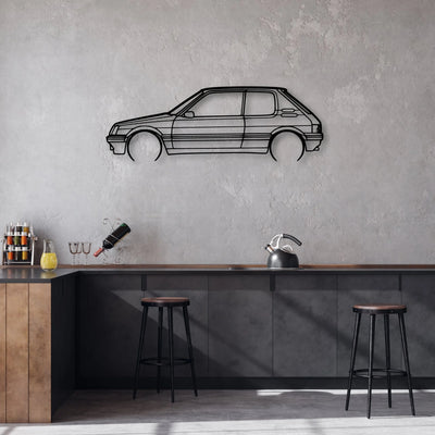 205 GTI 3 Classic Silhouette Metal Wall Art - Automotive Garage Decor