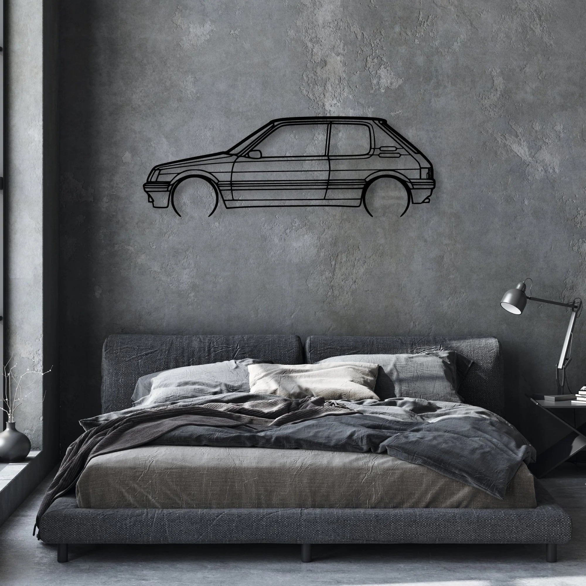 205 GTI 3 Classic Silhouette Metal Wall Art - Automotive Garage Decor