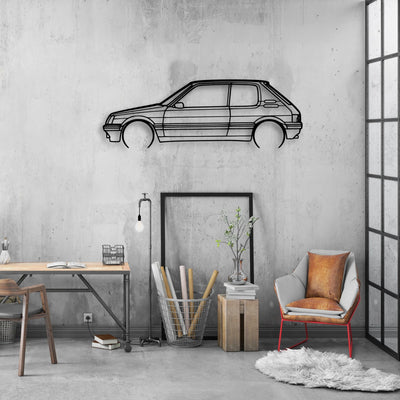 205 GTI 3 Classic Silhouette Metal Wall Art - Automotive Garage Decor