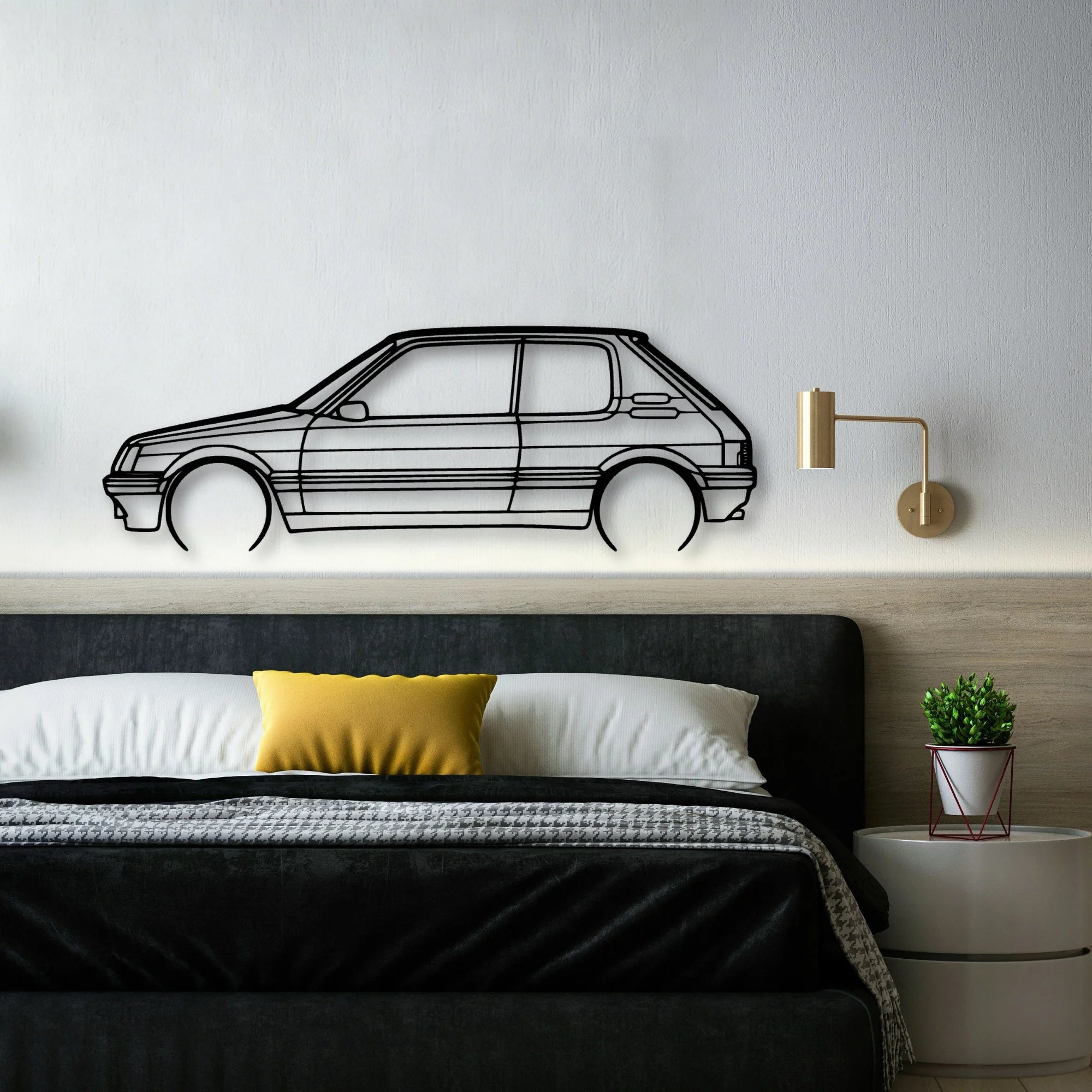 205 GTI 3 Classic Silhouette Metal Wall Art - Automotive Garage Decor