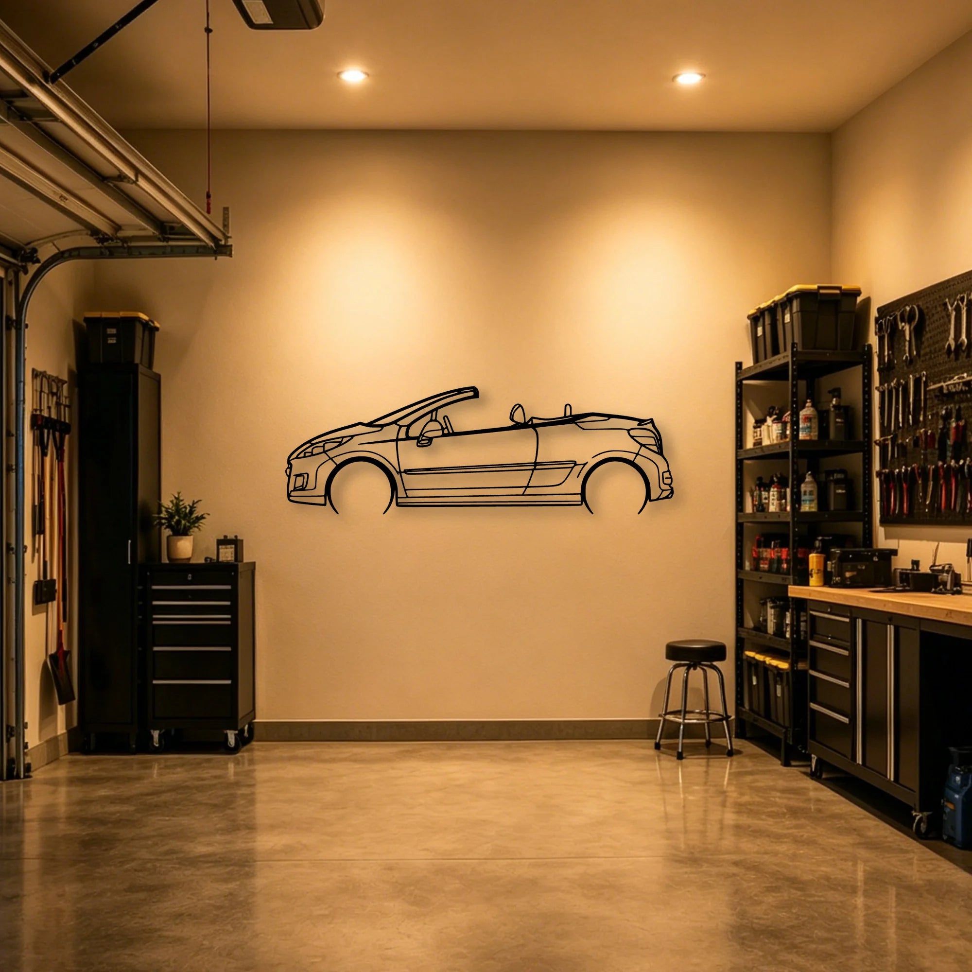 207 CC 2010 Classic Silhouette Metal Wall Art - Automotive Garage Decor