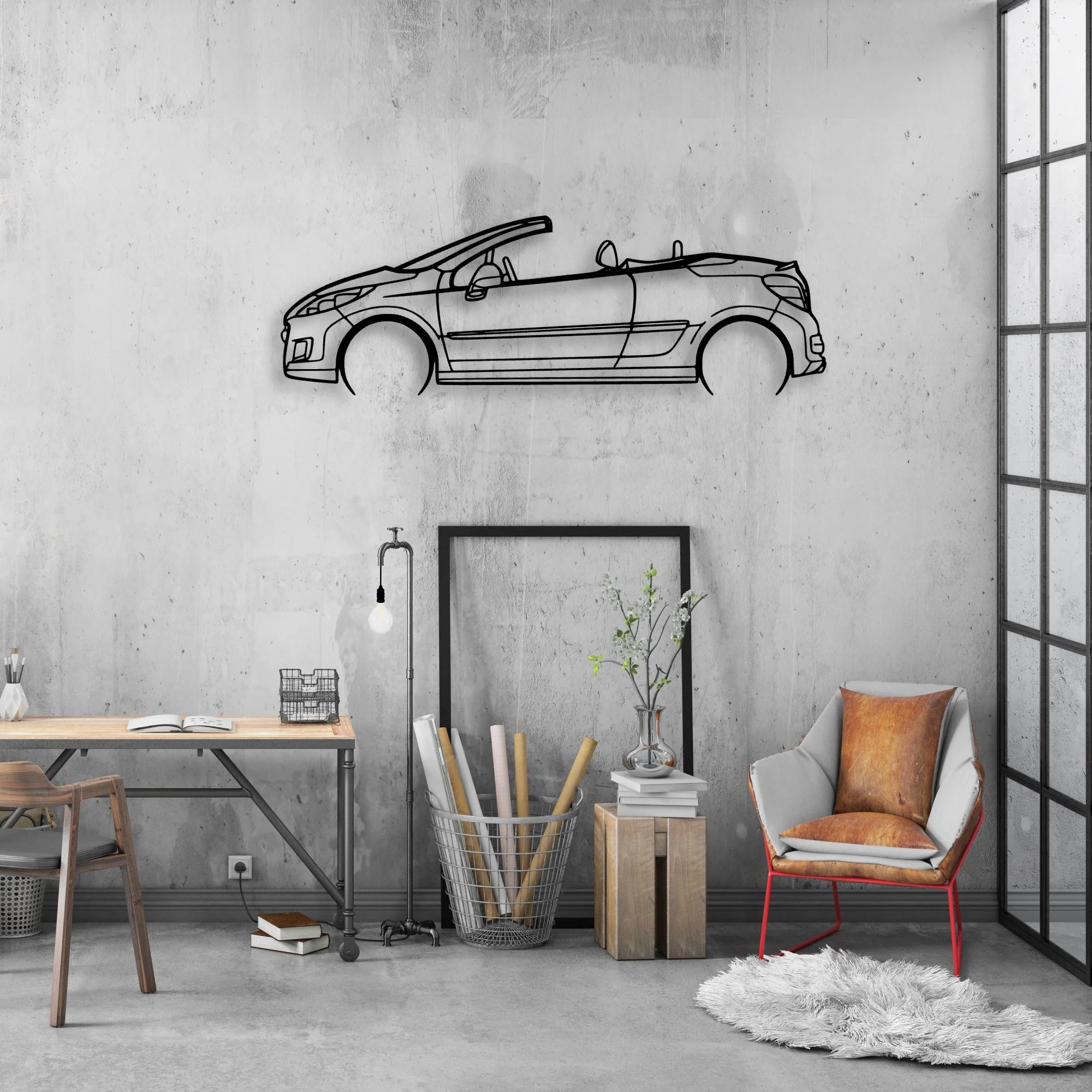 207 CC 2010 Classic Silhouette Metal Wall Art - Automotive Garage Decor
