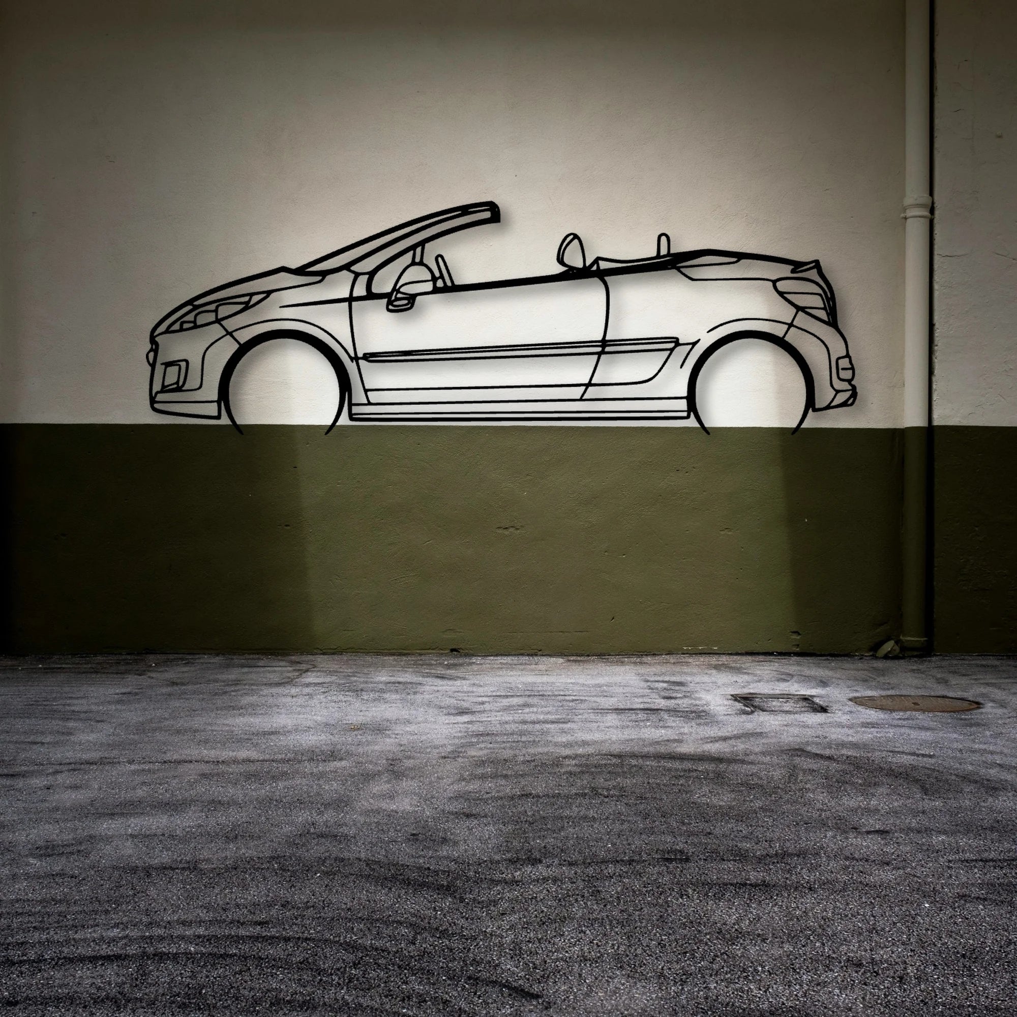 207 CC 2010 Classic Silhouette Metal Wall Art - Automotive Garage Decor