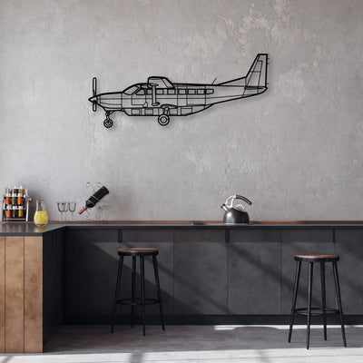 208 Caravan 2 Classic Aircraft Silhouette Metal Wall Art - Aviation Hangar Decor