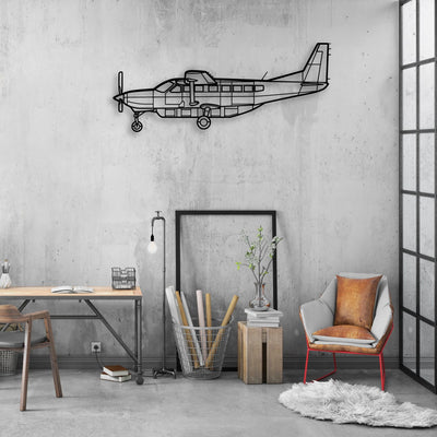 208 Caravan 2 Classic Aircraft Silhouette Metal Wall Art - Aviation Hangar Decor