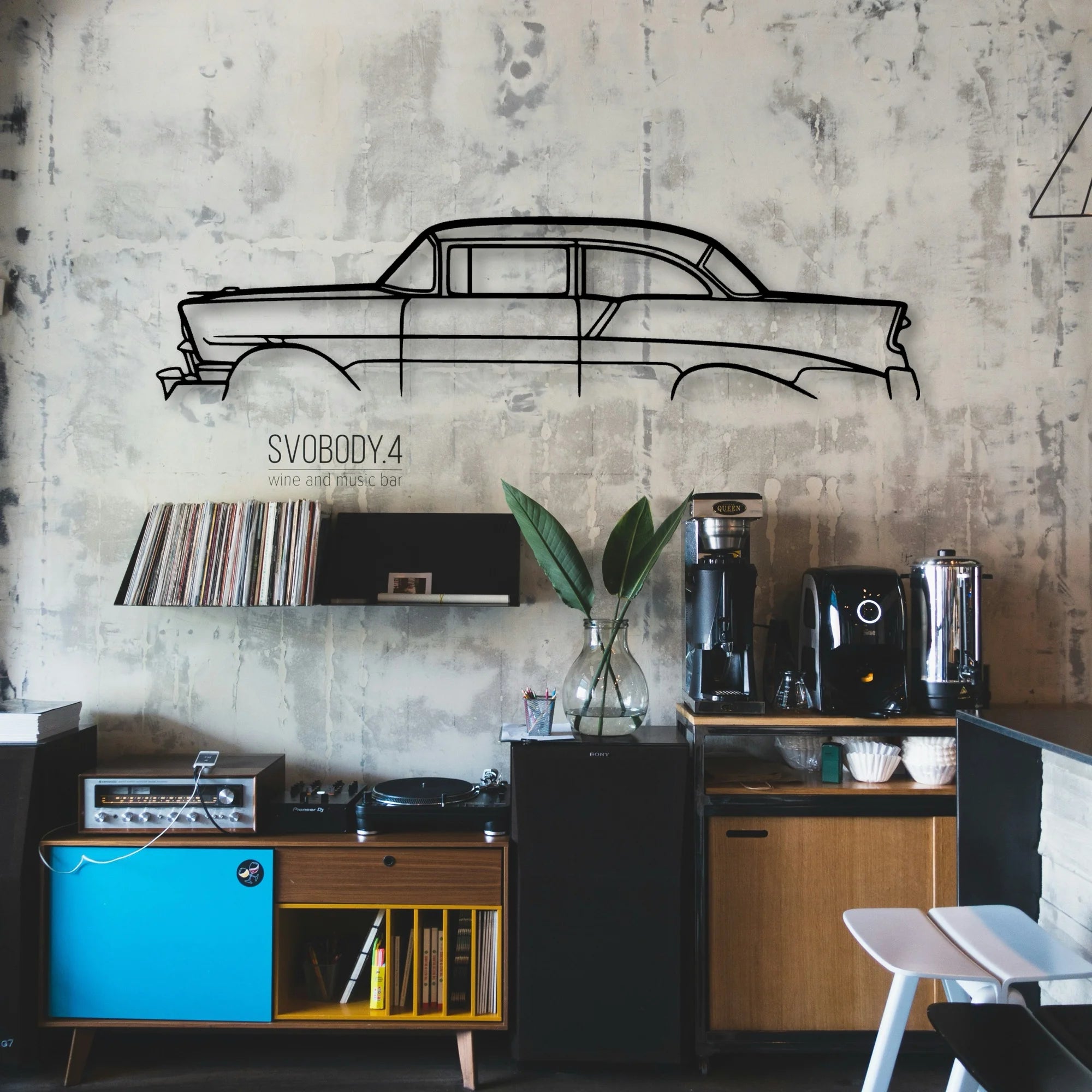 210 1956 Classic Silhouette Metal Wall Art - Automotive Garage Decor