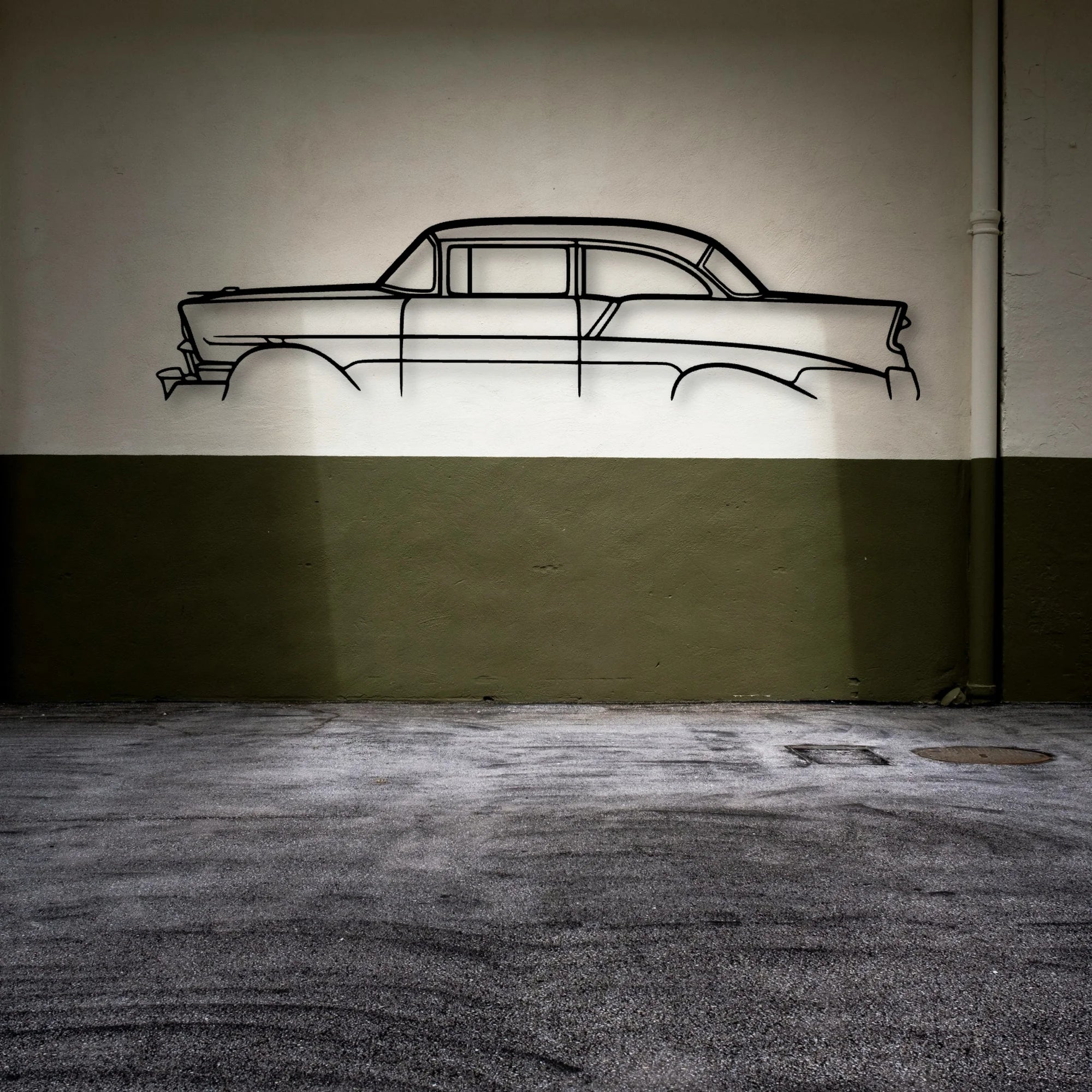210 1956 Classic Silhouette Metal Wall Art - Automotive Garage Decor