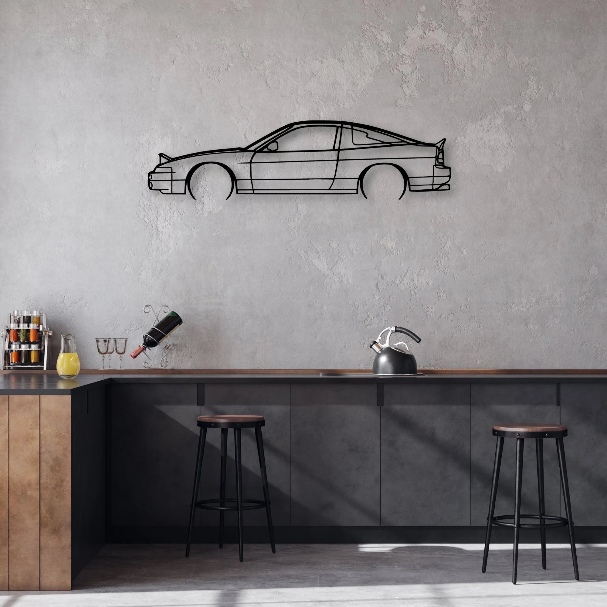 240SX S13 1991 Classic Silhouette Metal Wall Art - Automotive Garage Decor
