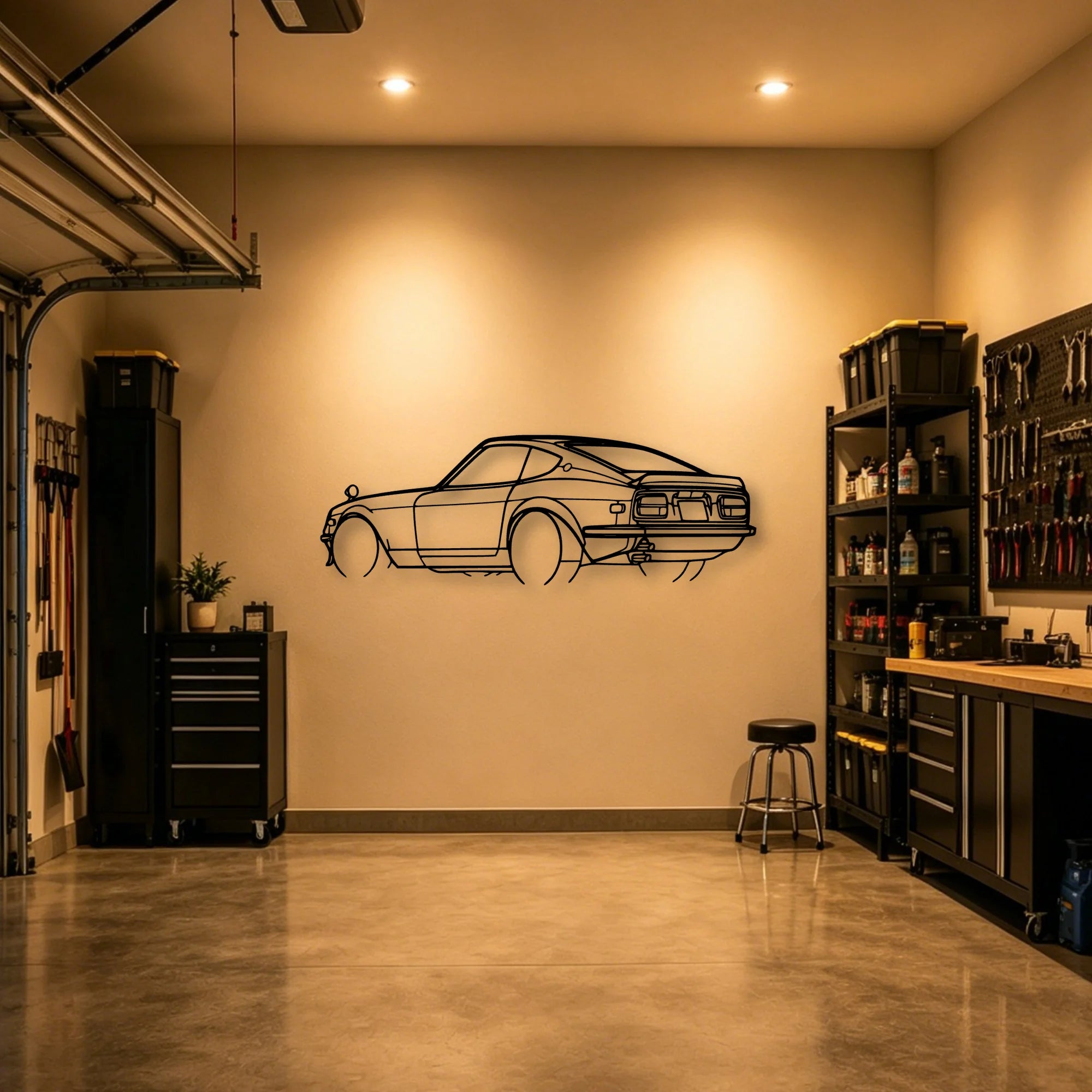 240Z 1972 Angle Classic Silhouette Metal Wall Art - Automotive Garage Decor