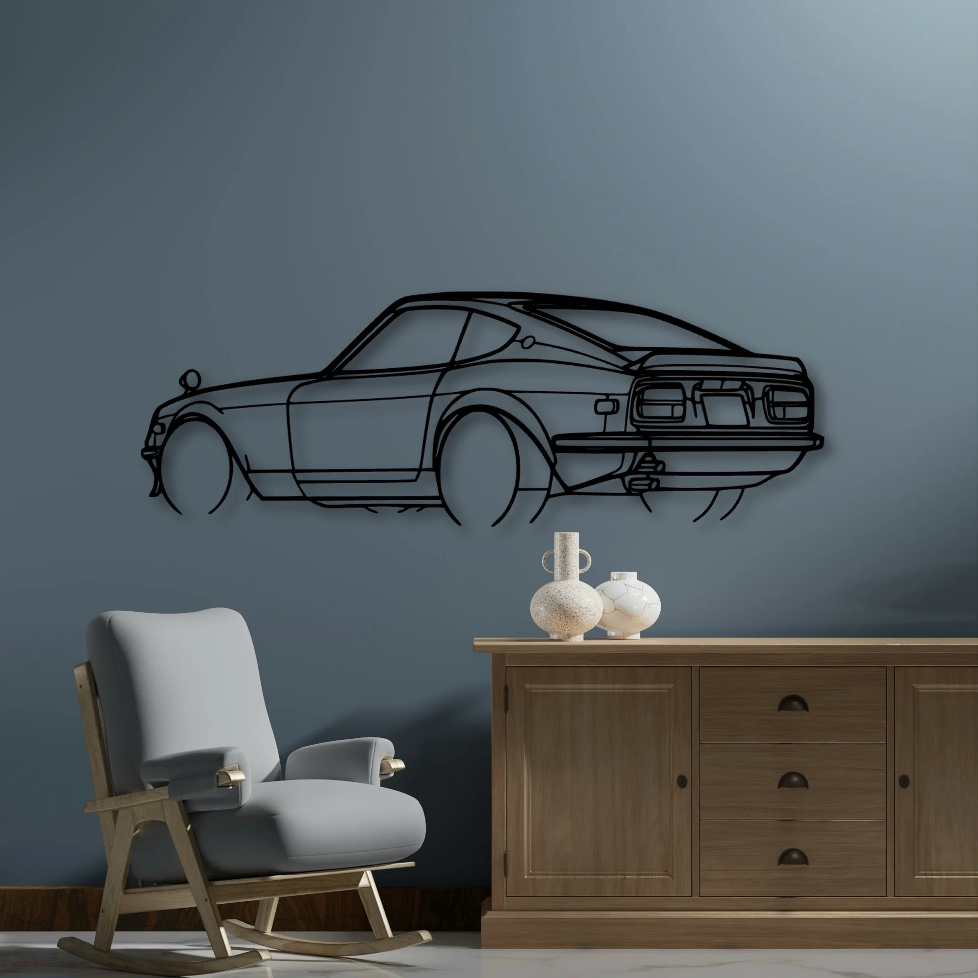 240Z 1972 Angle Classic Silhouette Metal Wall Art - Automotive Garage Decor
