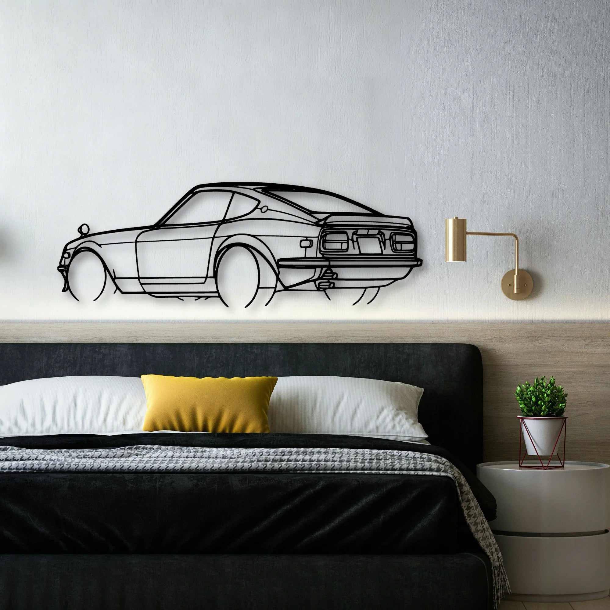 240Z 1972 Angle Classic Silhouette Metal Wall Art - Automotive Garage Decor