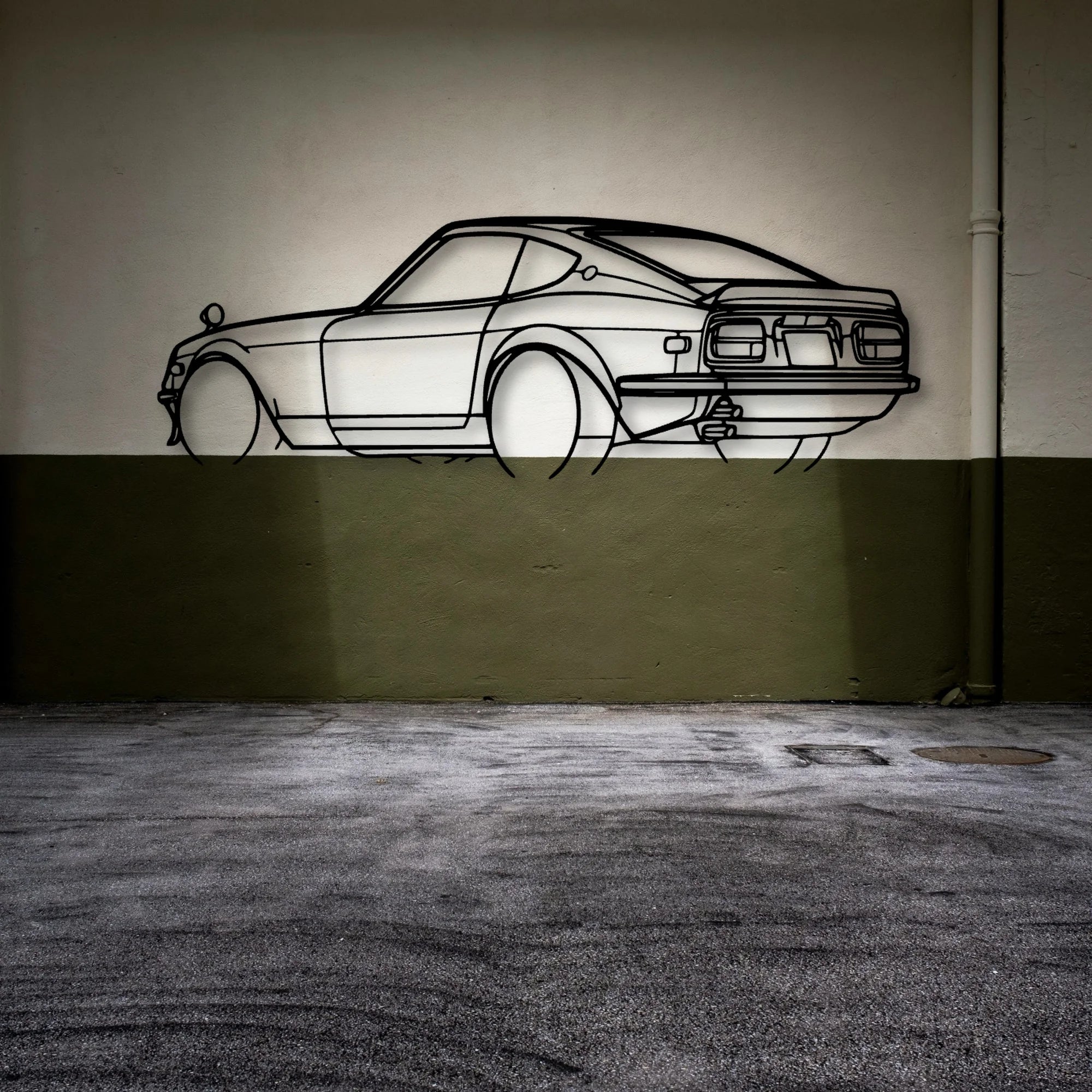 240Z 1972 Angle Classic Silhouette Metal Wall Art - Automotive Garage Decor