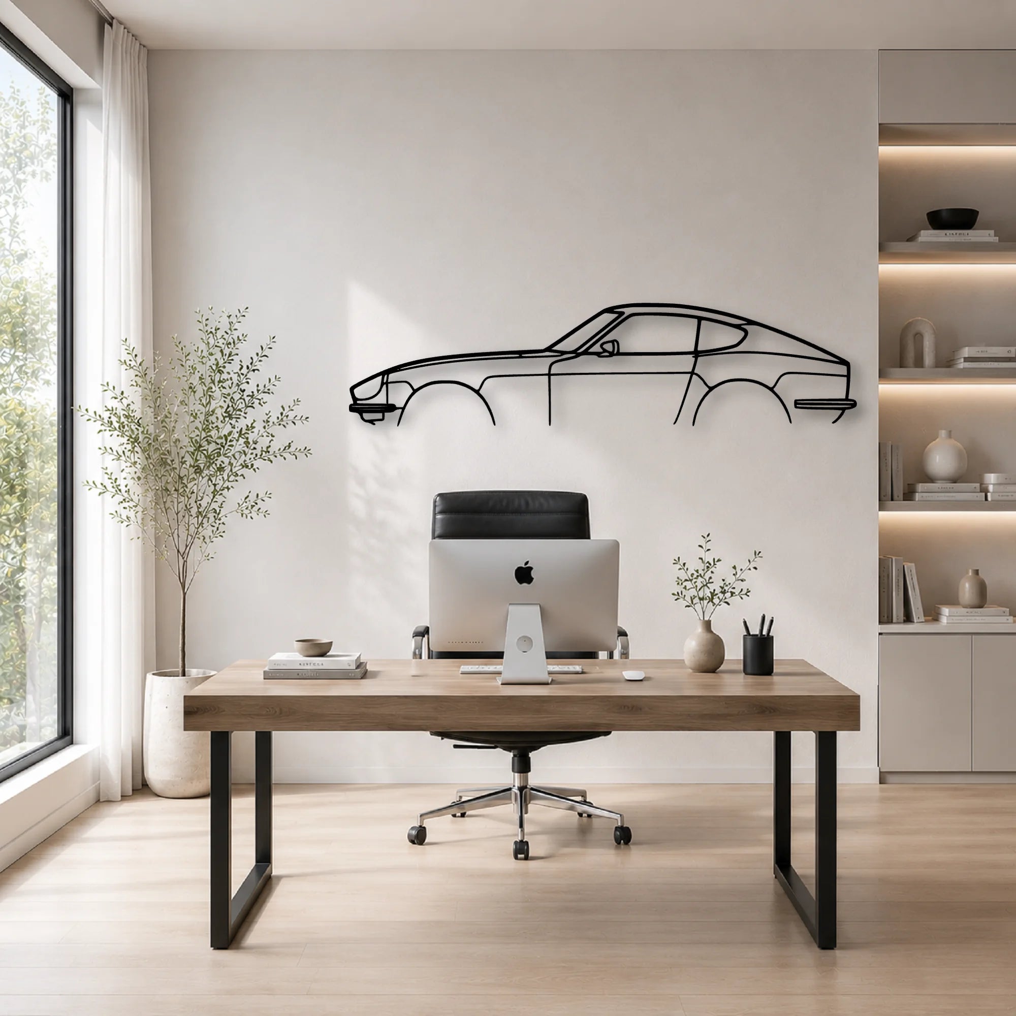 240z 280z Classic Silhouette Metal Wall Art - Automotive Garage Decor