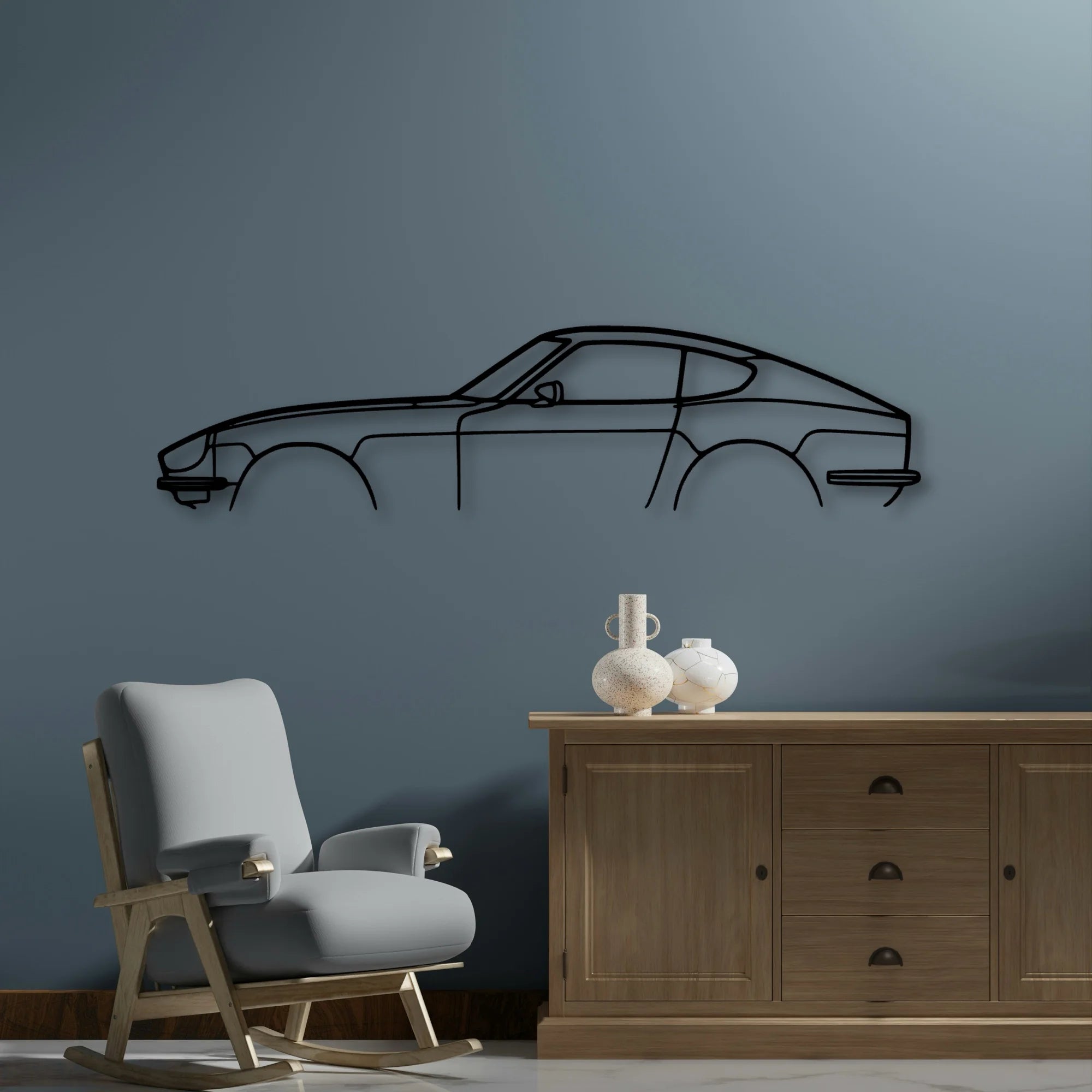 240z 280z Classic Silhouette Metal Wall Art - Automotive Garage Decor