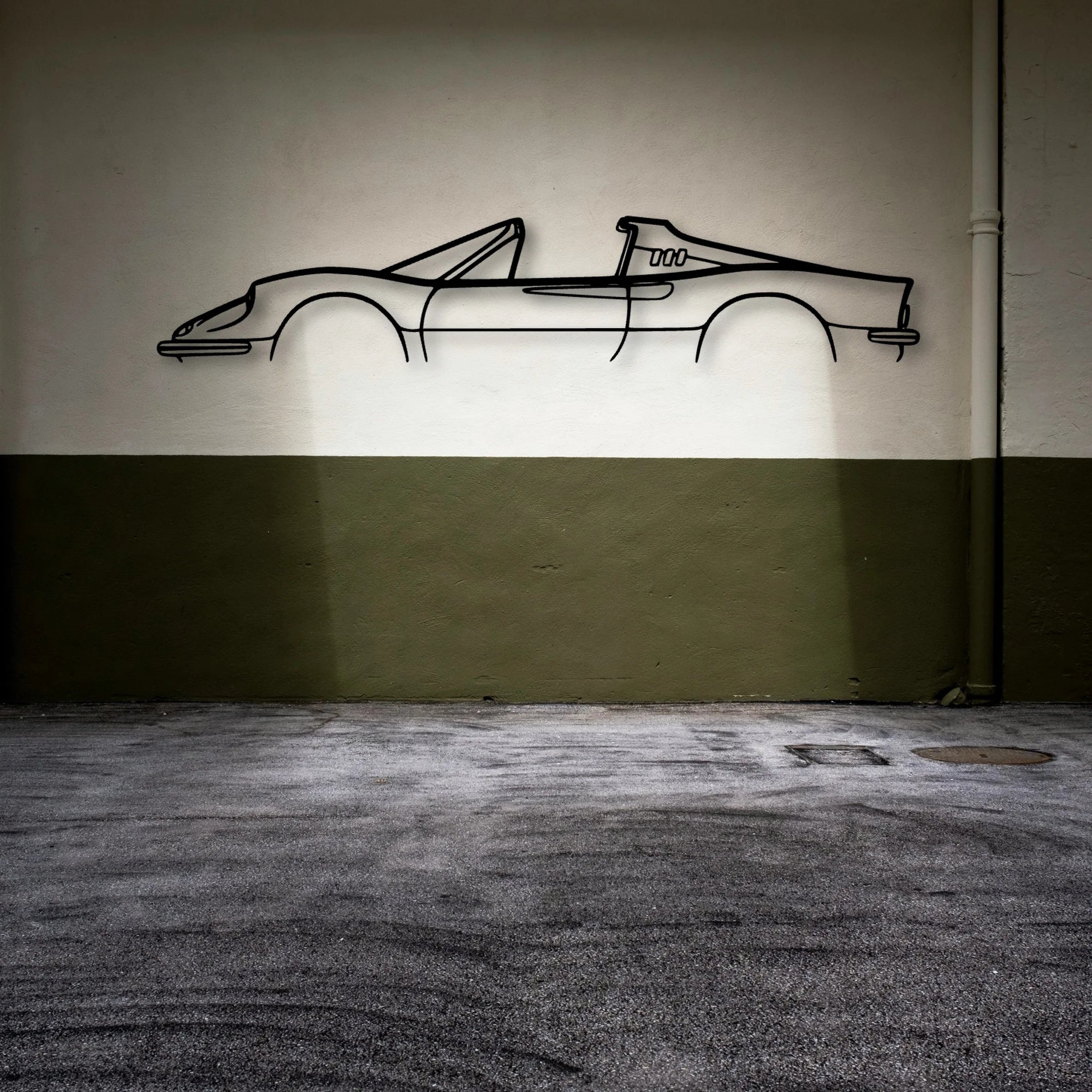 246 GTS Dino Classic Silhouette Metal Wall Art - Automotive Garage Decor