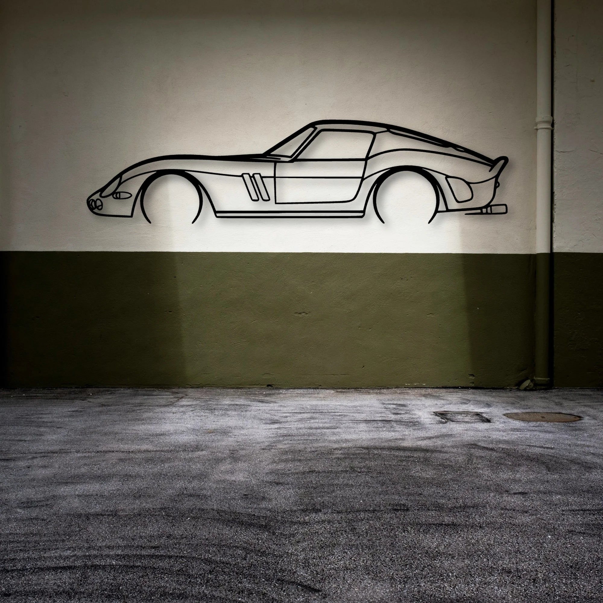 250 GTO 1965 2 Classic Silhouette Metal Wall Art - Automotive Garage Decor