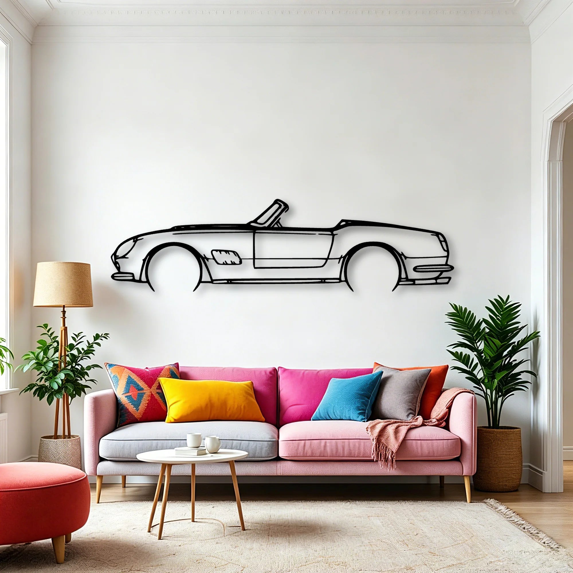 250 GT California Classic Silhouette Metal Wall Art - Automotive Garage Decor