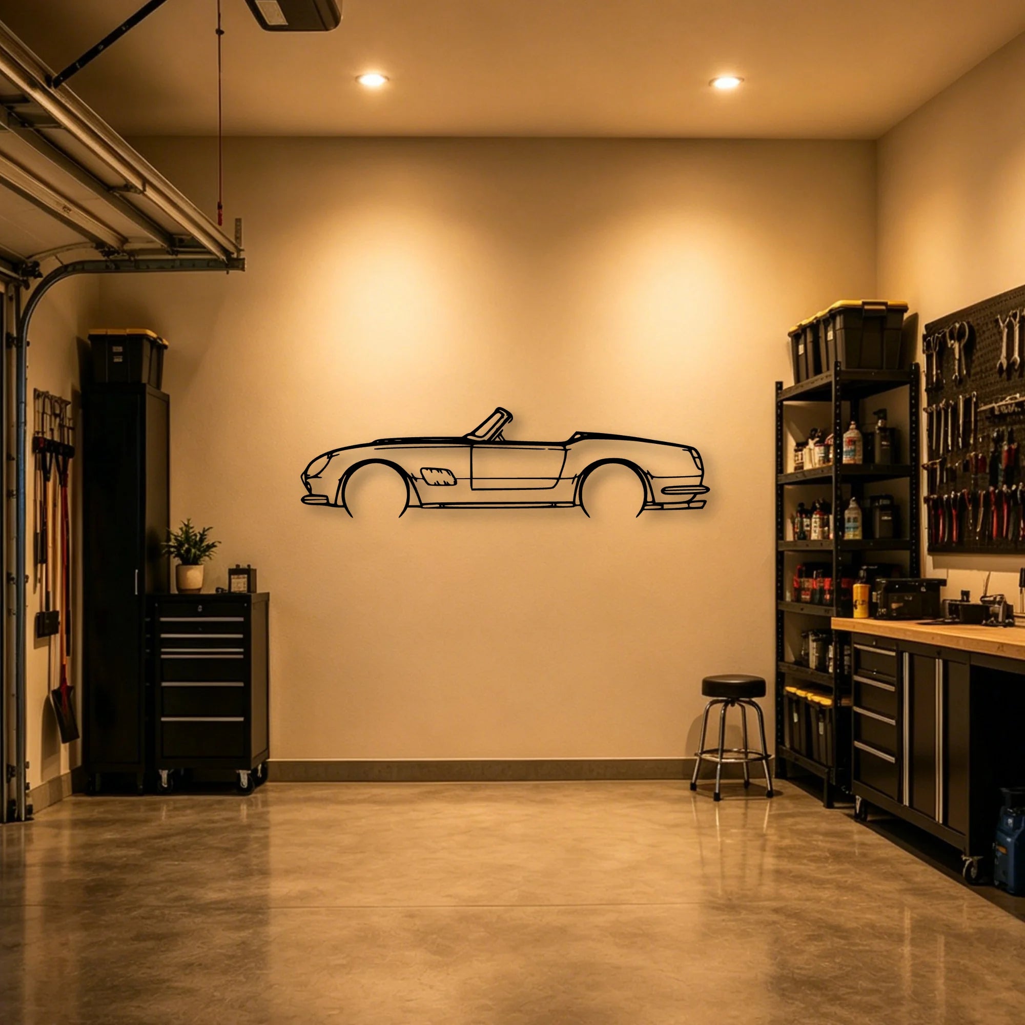 250 GT California Classic Silhouette Metal Wall Art - Automotive Garage Decor