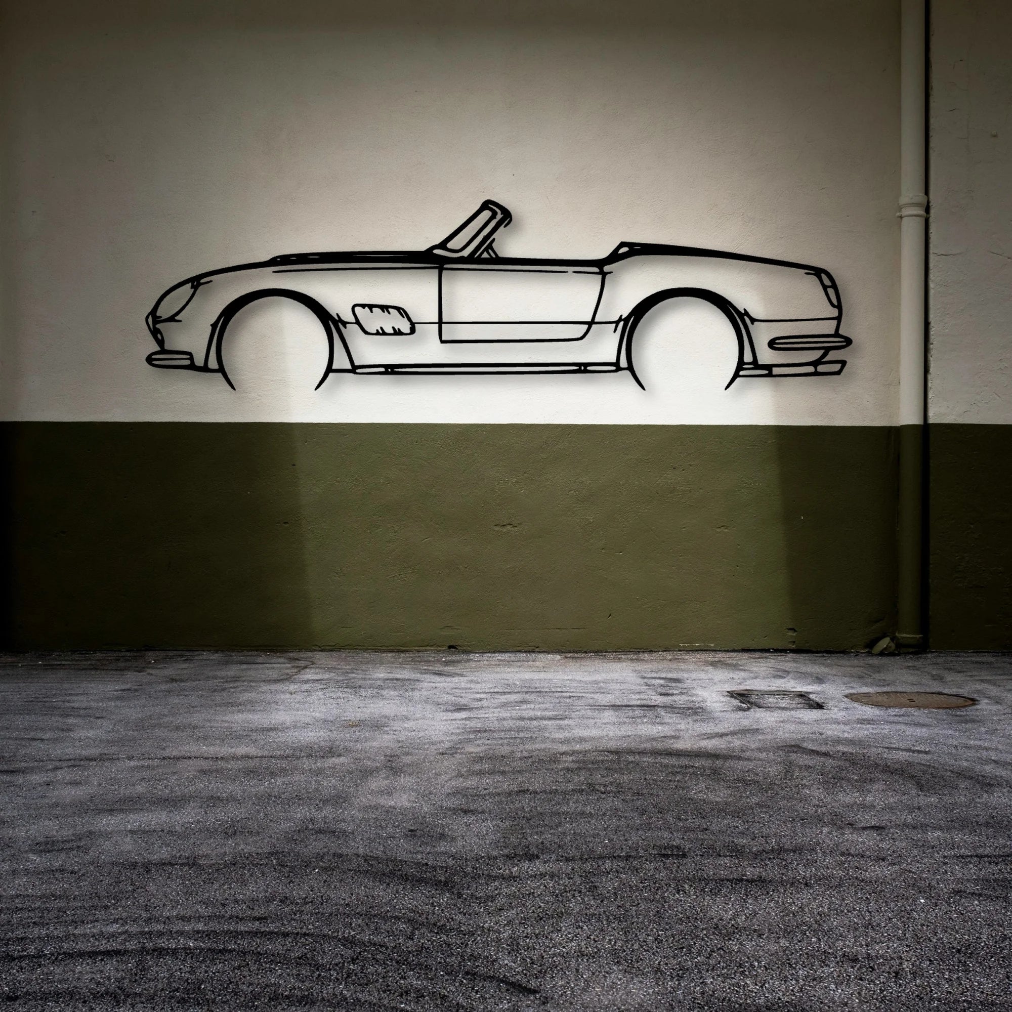 250 GT California Classic Silhouette Metal Wall Art - Automotive Garage Decor