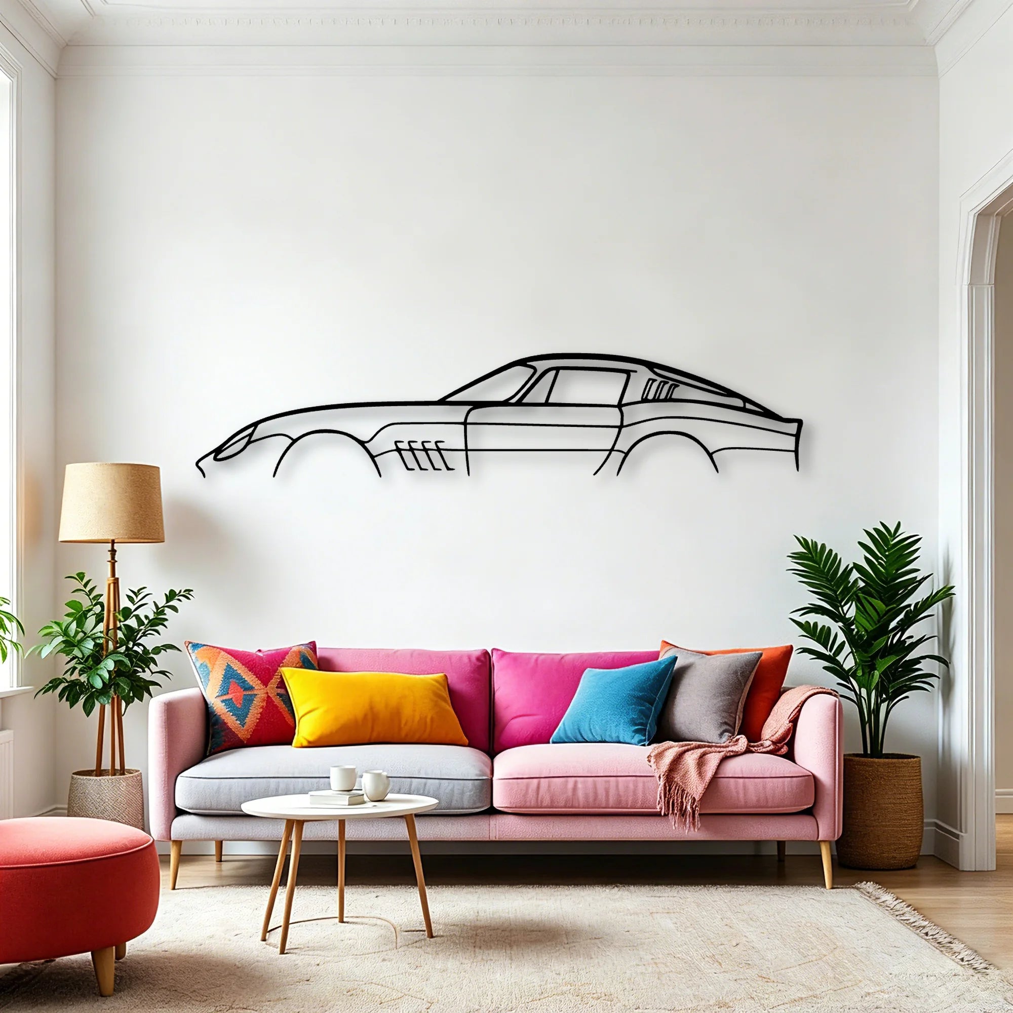275 GTB 1966 Classic Silhouette Metal Wall Art - Automotive Garage Decor