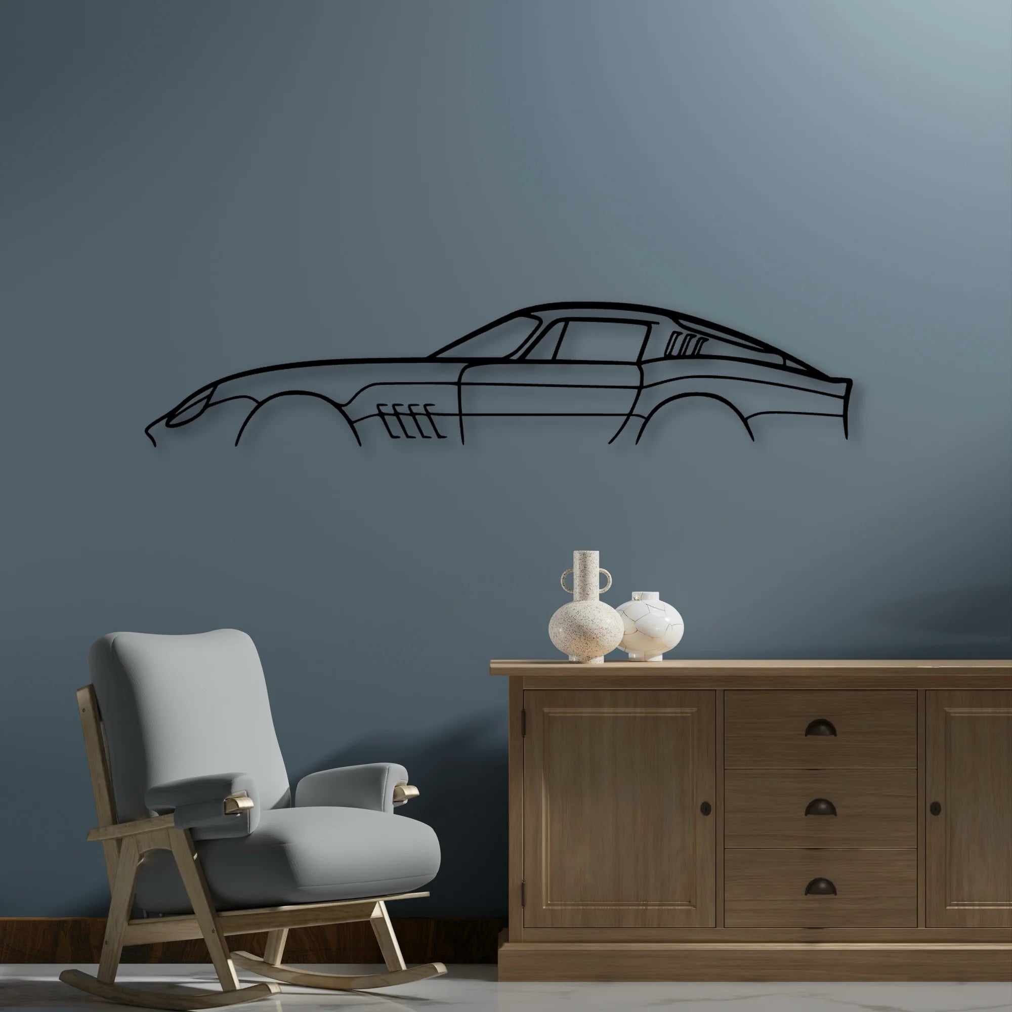 275 GTB 1966 Classic Silhouette Metal Wall Art - Automotive Garage Decor