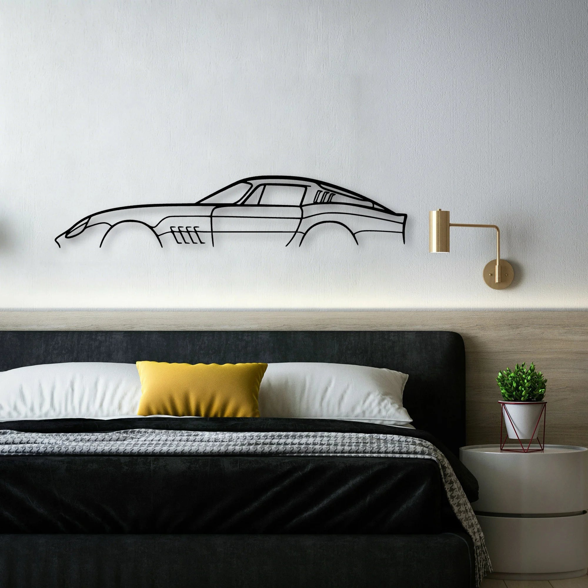 275 GTB 1966 Classic Silhouette Metal Wall Art - Automotive Garage Decor
