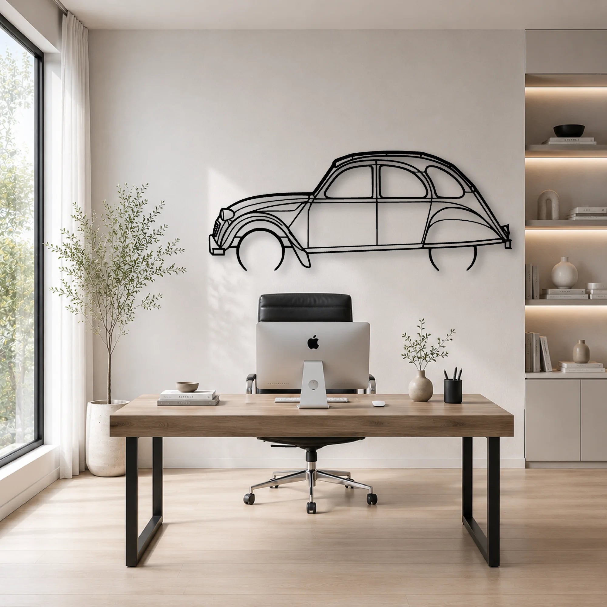 2CV 1966 Classic Silhouette Metal Wall Art - Automotive Garage Decor