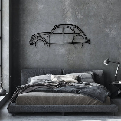 2CV 1966 Classic Silhouette Metal Wall Art - Automotive Garage Decor