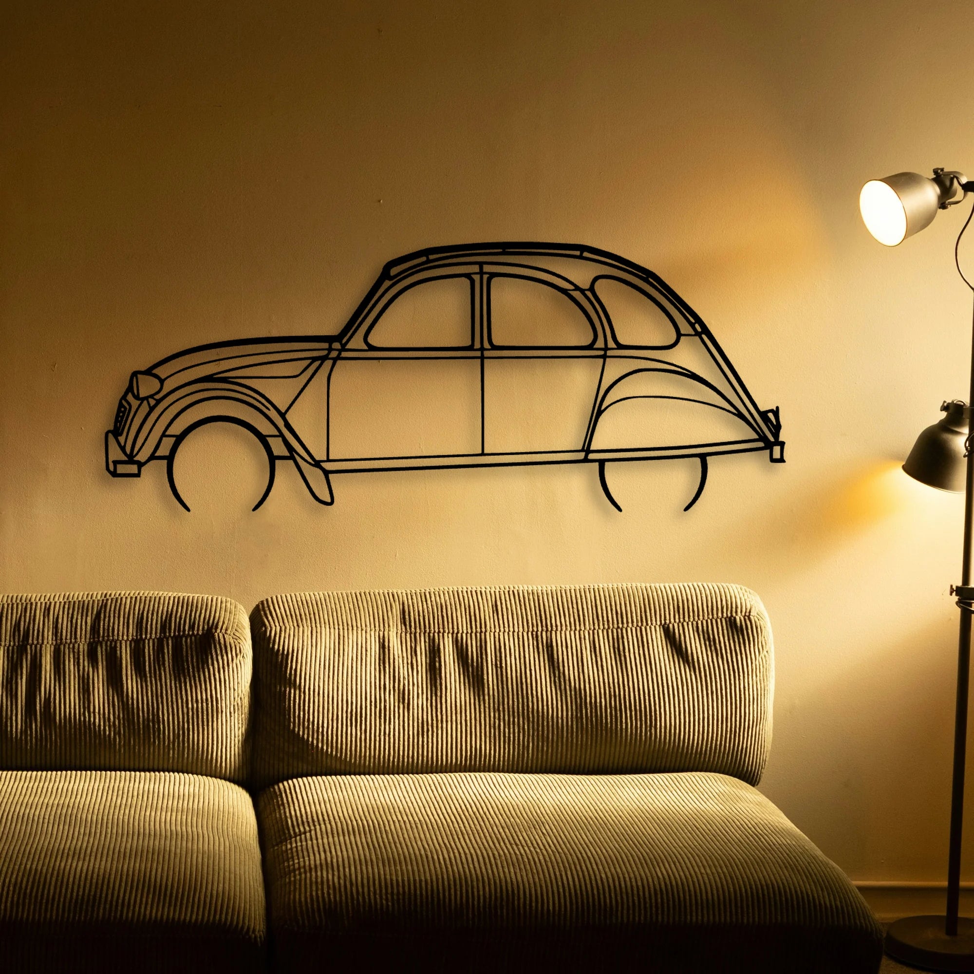 2CV 1966 Classic Silhouette Metal Wall Art - Automotive Garage Decor