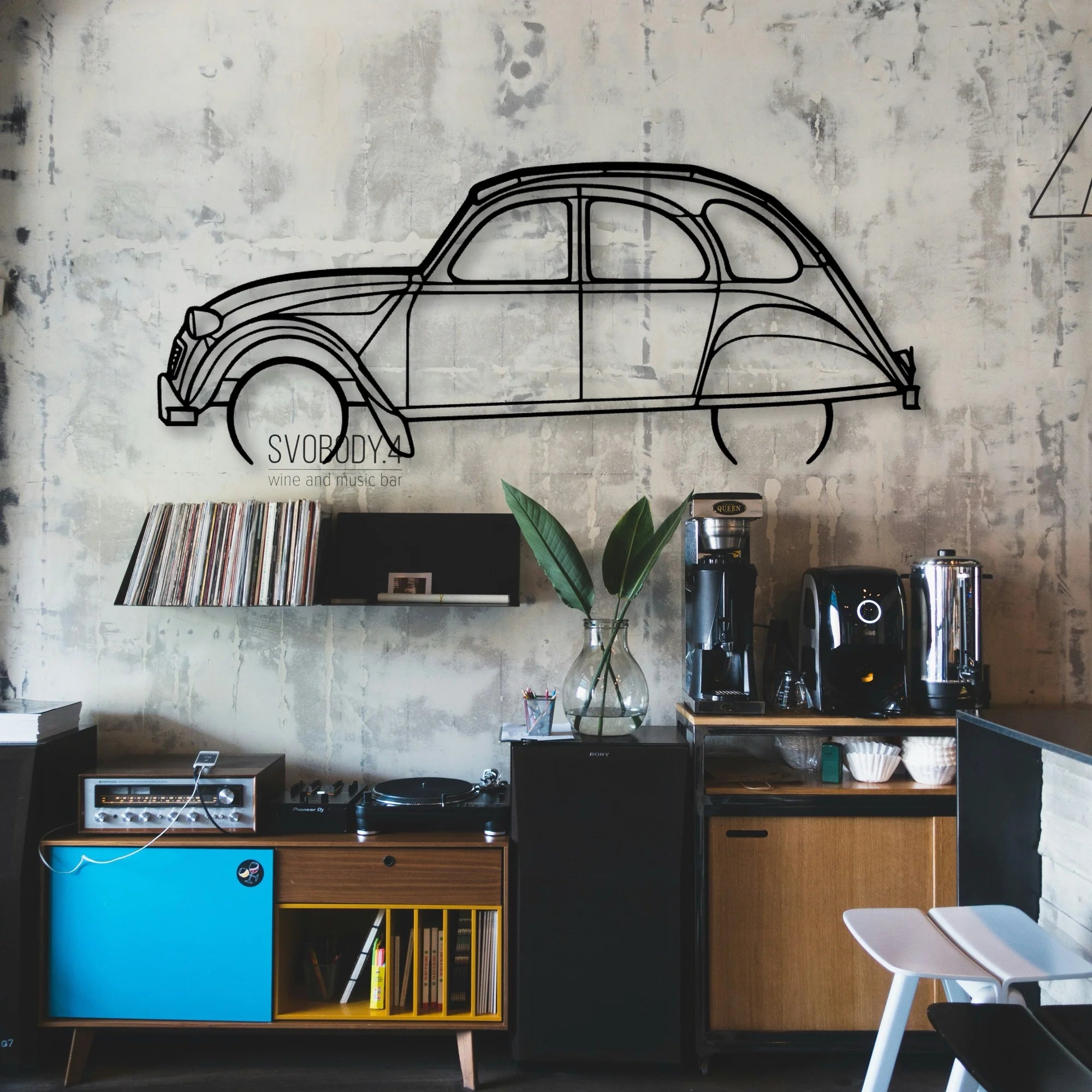 2CV 1966 Classic Silhouette Metal Wall Art - Automotive Garage Decor