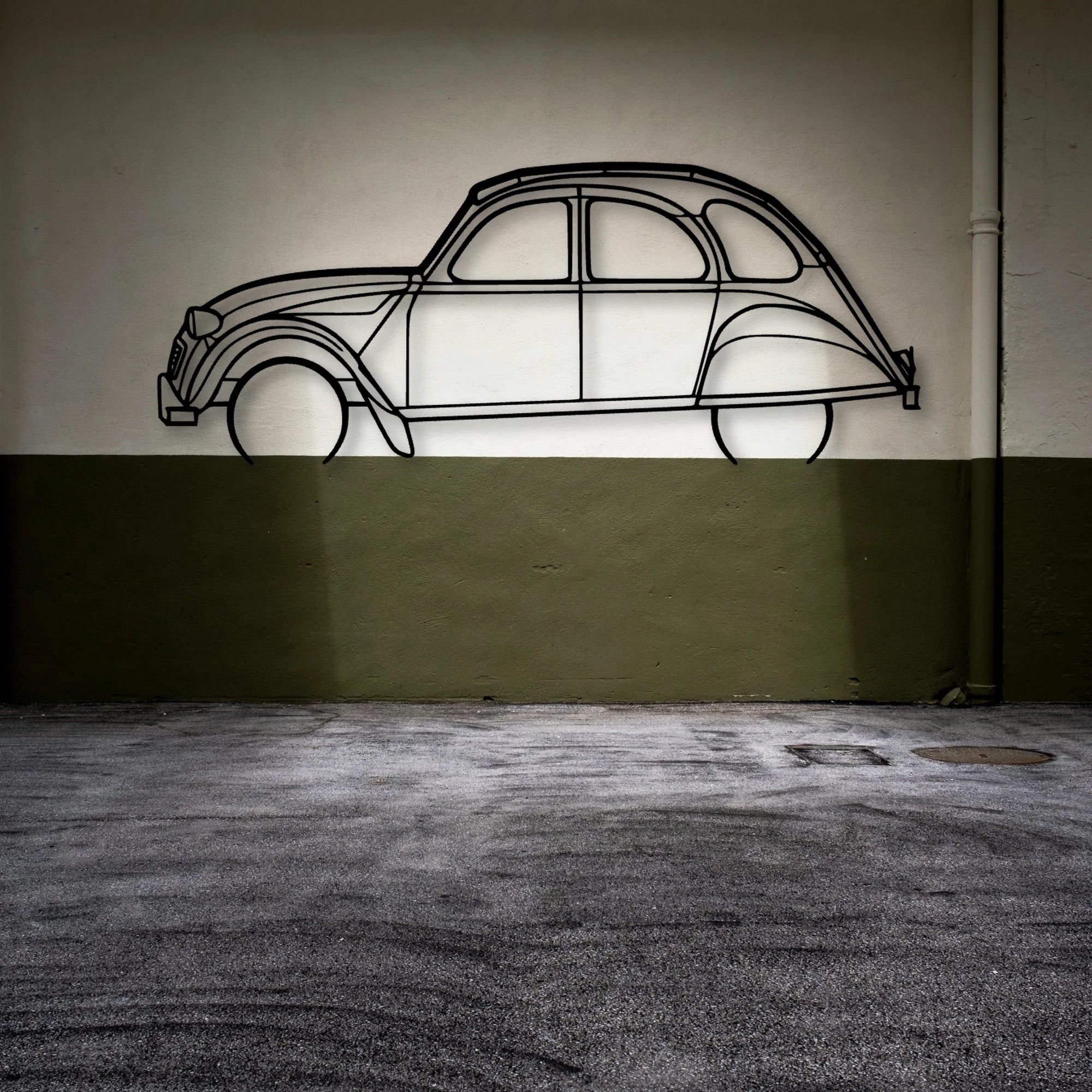 2CV 1966 Classic Silhouette Metal Wall Art - Automotive Garage Decor
