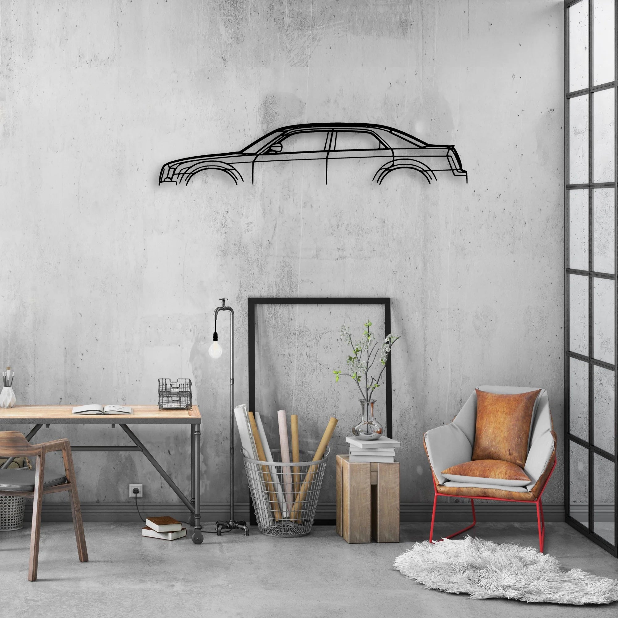 300C 2006 Classic Silhouette Metal Wall Art - Automotive Garage Decor